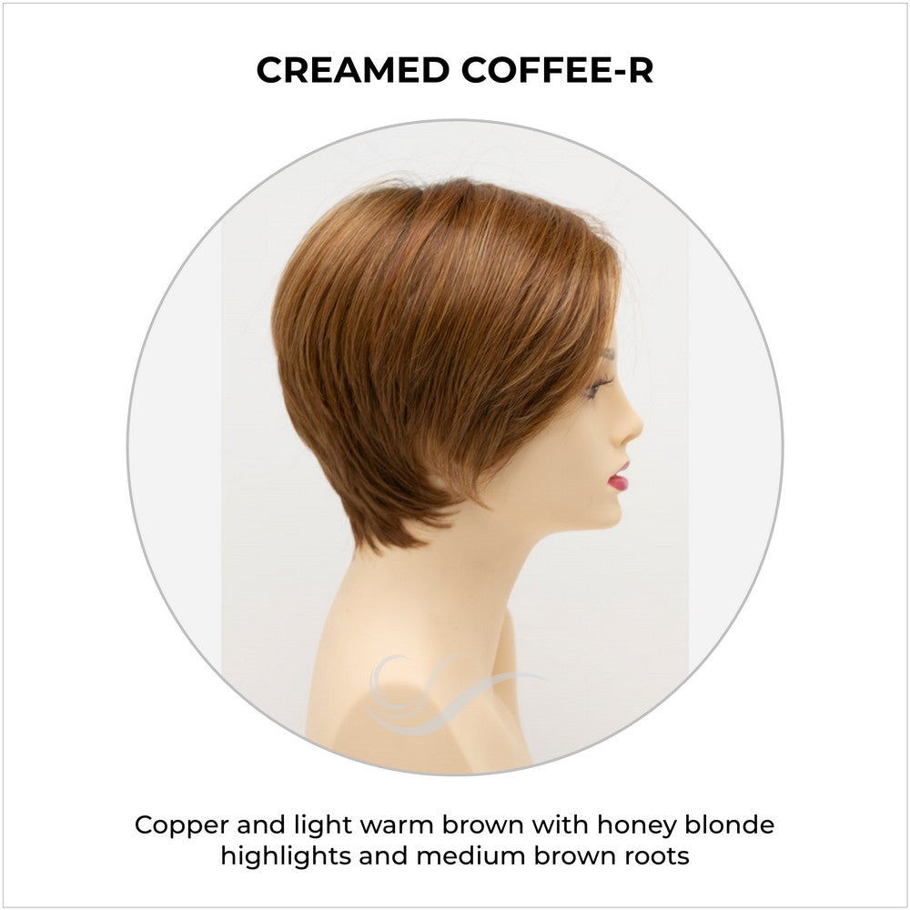 Billie wig by Envy in Creamed Coffee-R-Copper and light warm brown with honey blonde highlights and medium brown roots
