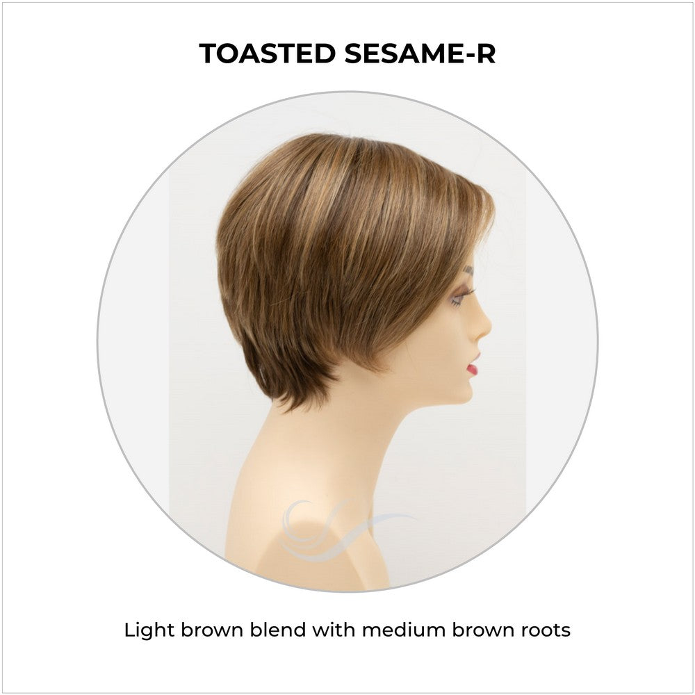 Billie wig by Envy in Toasted Sesame-R-Light brown blend with medium brown roots