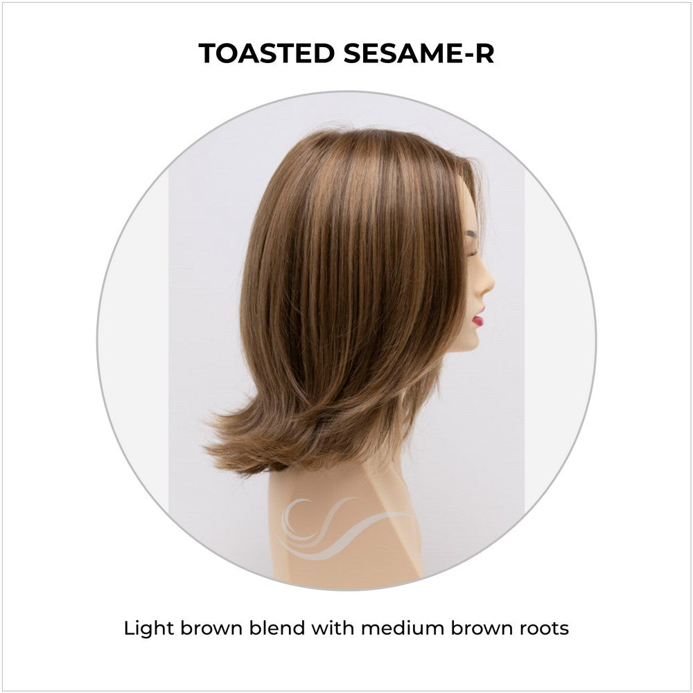 Lisa wig by Envy in Toasted Sesame-R-Light brown blend with medium brown roots