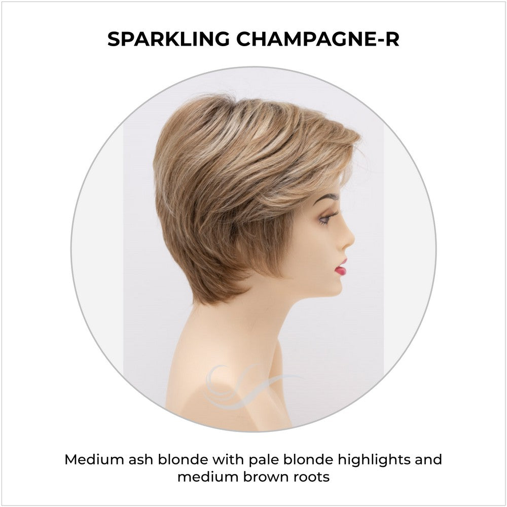 Paula wig by Envy in Sparkling Champagne-R-Medium ash blonde with pale blonde highlights and medium brown roots