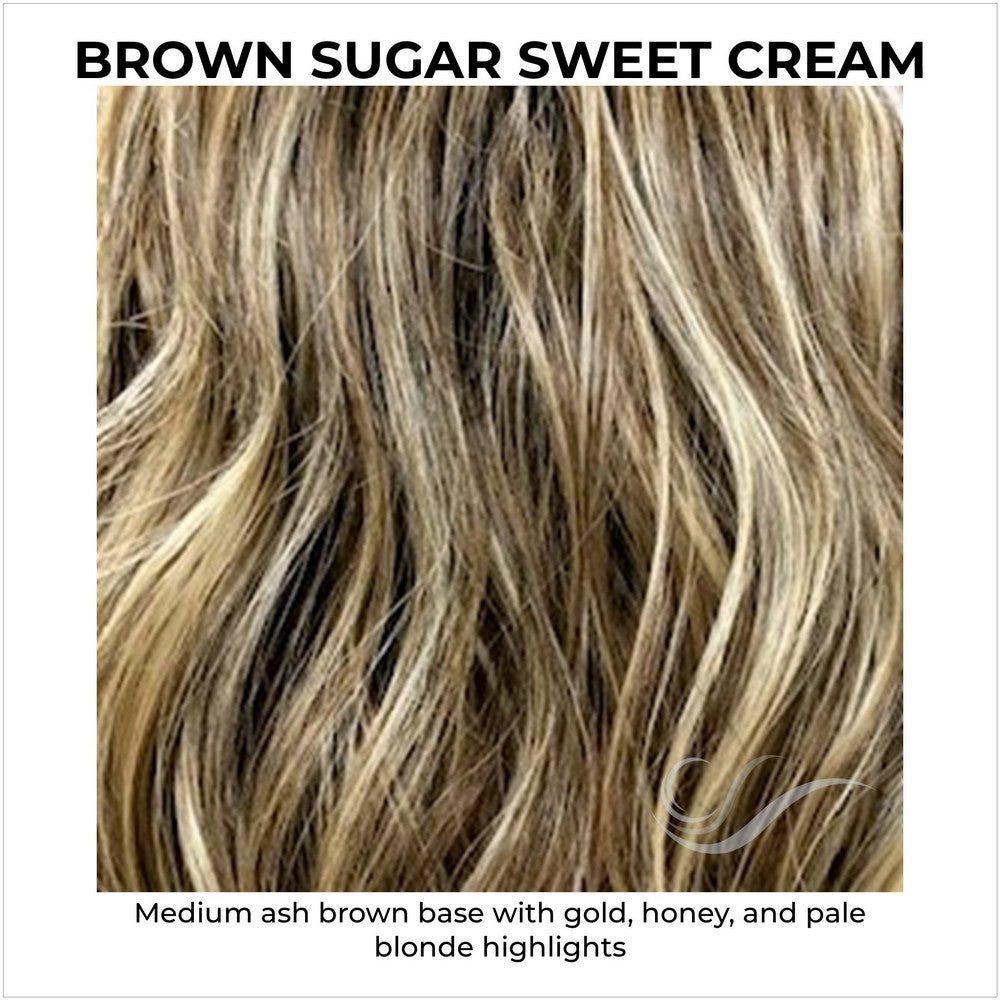 Brown Sugar Sweet Cream-Medium ash brown base with gold, honey, and pale blonde highlights
