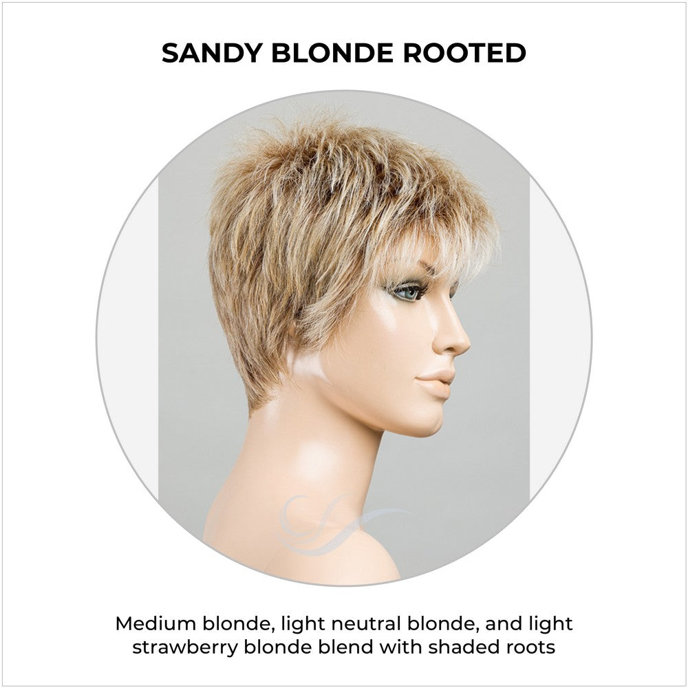 Chat by Ellen Wille in Sandy Blonde Rooted-Medium blonde, light neutral blonde, and light strawberry blonde blend with shaded roots