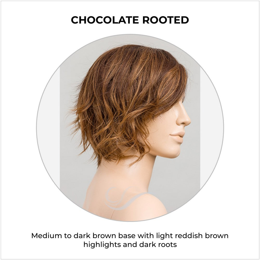 Cookie by Ellen Wille wig in Chocolate Rooted-Medium to dark brown base with light reddish brown highlights and dark roots