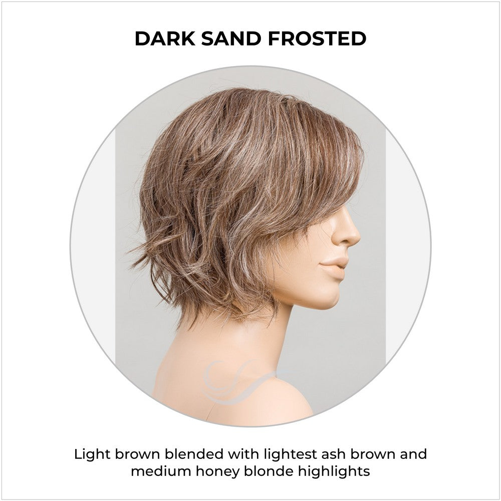 Cookie by Ellen Wille wig in Dark Sand Frosted-Light brown blended with lightest ash brown and medium honey blonde highlights