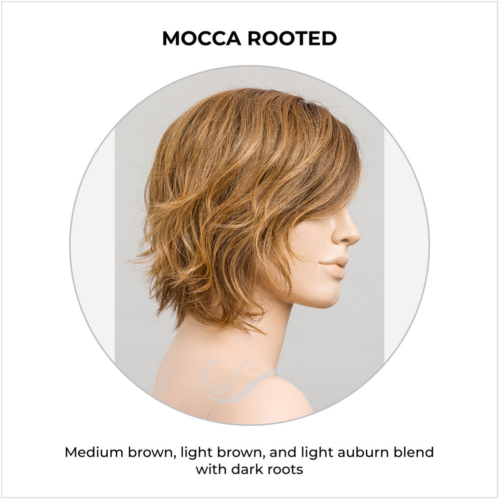 Cookie by Ellen Wille wig in Mocca Rooted-Medium brown, light brown, and light auburn blend with dark roots