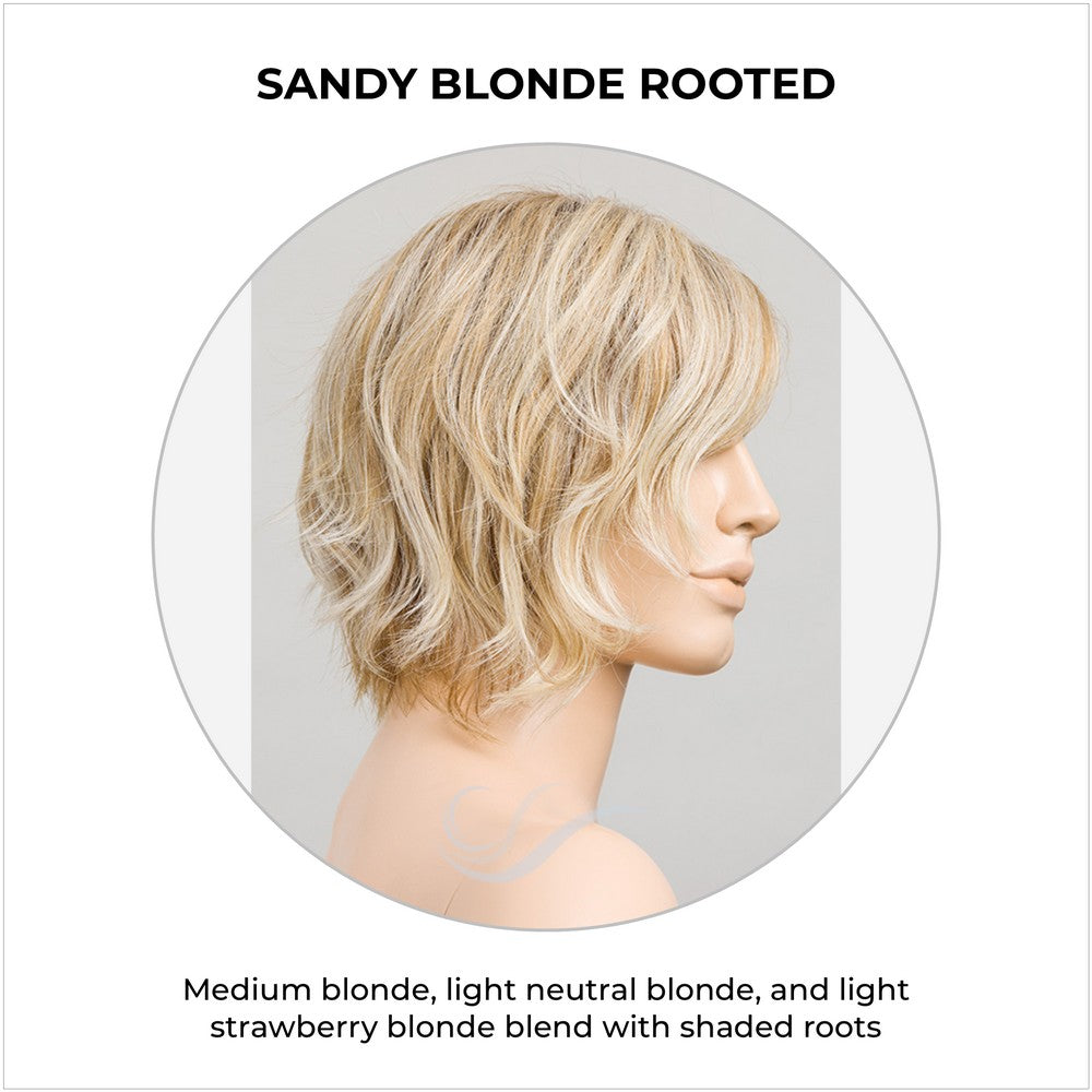 Cookie by Ellen Wille wig in Sandy Blonde Rooted-Medium blonde, light neutral blonde, and light strawberry blonde blend with shaded roots