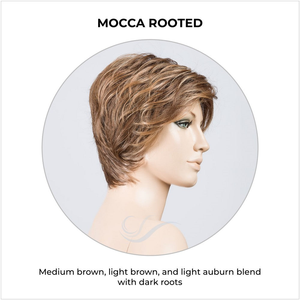 Cover wig by Ellen Wille in Mocca Rooted-Medium brown, light brown, and light auburn blend with dark roots