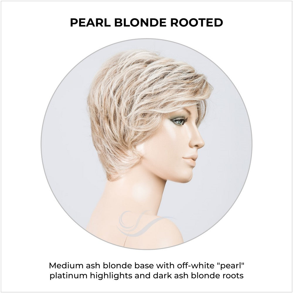Cover wig by Ellen Wille in Pearl Blonde Rooted-Medium ash blonde base with off-white "pearl" platinum highlights and dark ash blonde roots