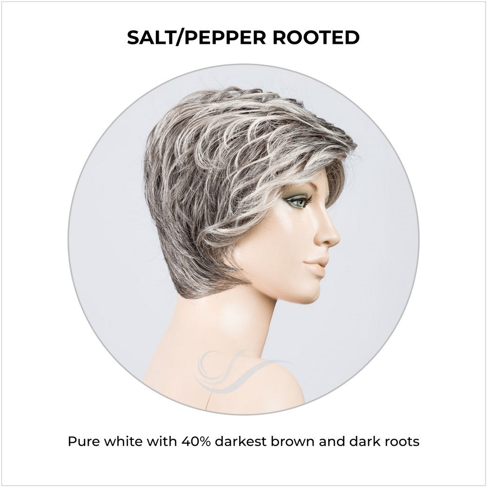 Cover wig by Ellen Wille in Salt Pepper Rooted-Pure white with 40% darkest brown and dark roots