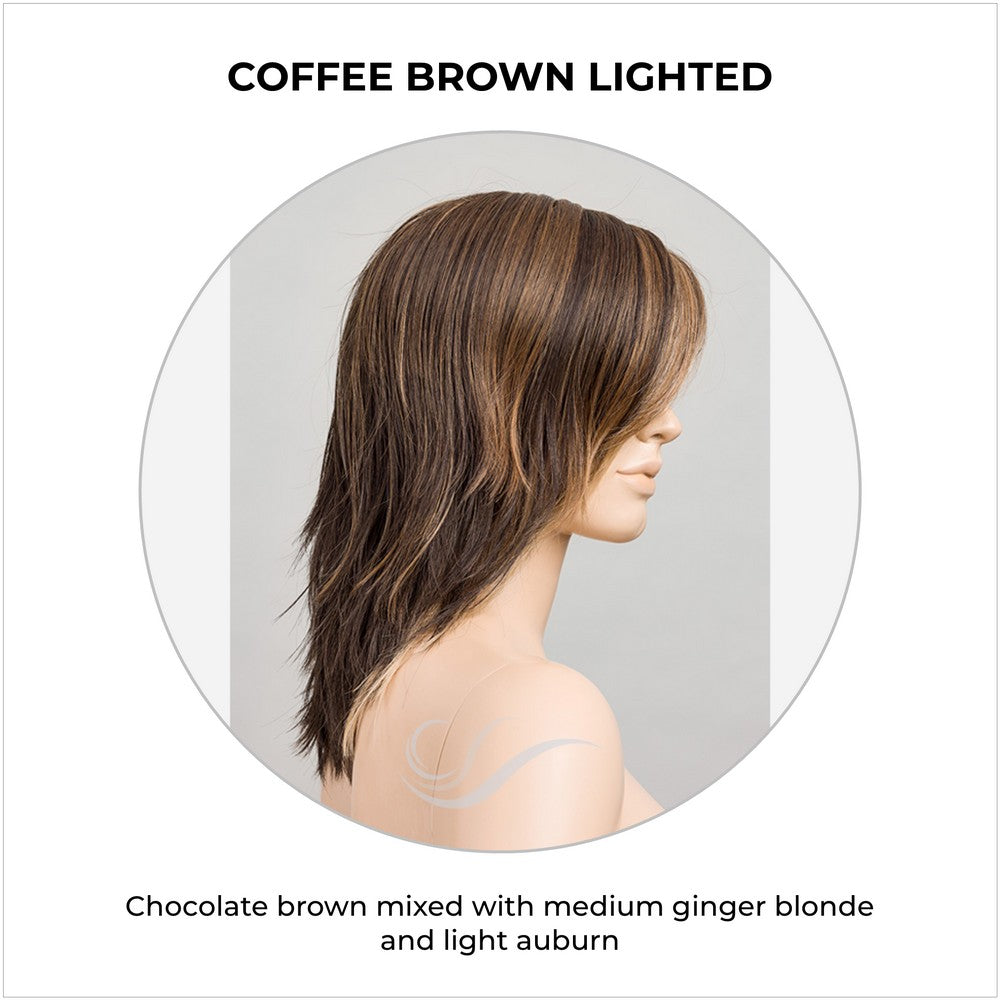Flow by Ellen Wille wig in Coffee Brown Lighted-Chocolate brown mixed with medium ginger blonde and light auburn