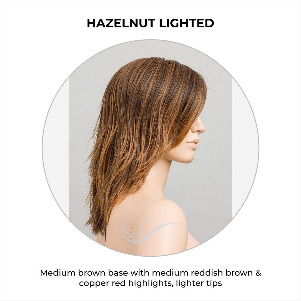 Flow by Ellen Wille wig in Hazelnut Lighted-Medium brown base with medium reddish brown & copper red highlights, lighter tips