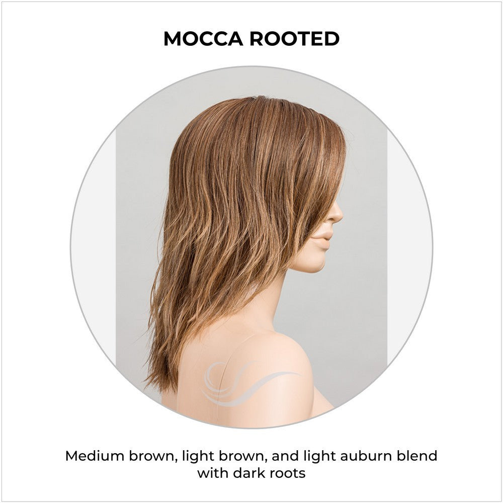 Flow by Ellen Wille wig in Mocca Rooted-Medium brown, light brown, and light auburn blend with dark roots