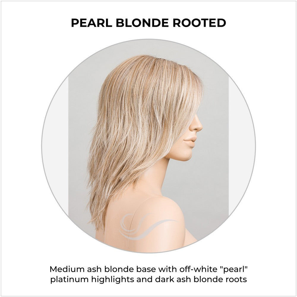 Flow by Ellen Wille wig in Pearl Blonde Rooted-Medium ash blonde base with off-white "pearl" platinum highlights and dark ash blonde roots