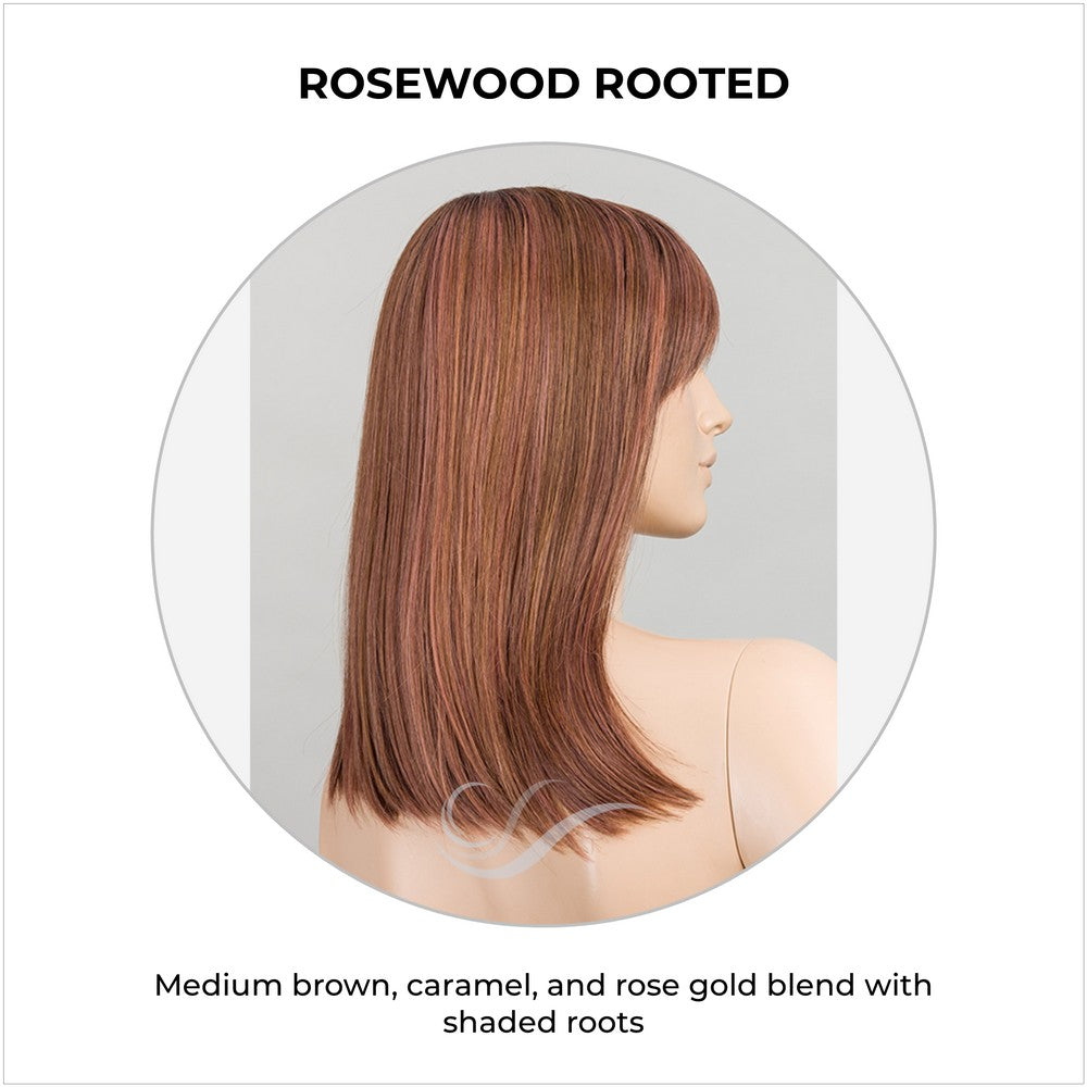 Jacky by Ellen Wille Wig in Rosewood Rooted-Medium brown, caramel, and rose gold blend with shaded roots