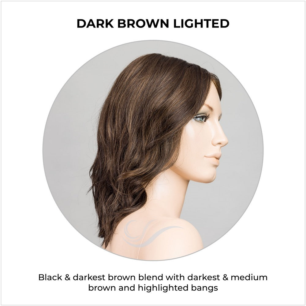 Mila by Ellen Wille in Dark Brown Lighted-Black & darkest brown blend with darkest & medium brown and highlighted bangs