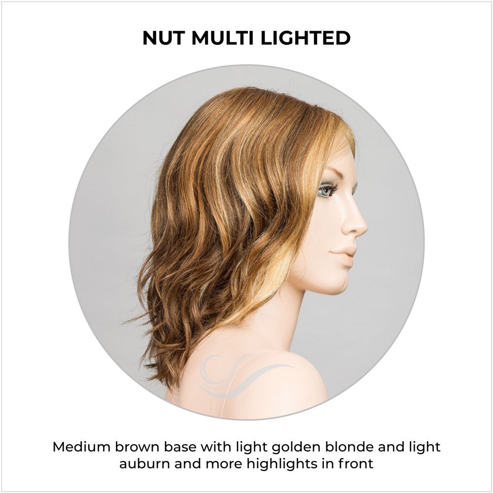 Mila by Ellen Wille in Nut Multi Lighted-Medium brown base with light golden blonde and light auburn and more highlights in front