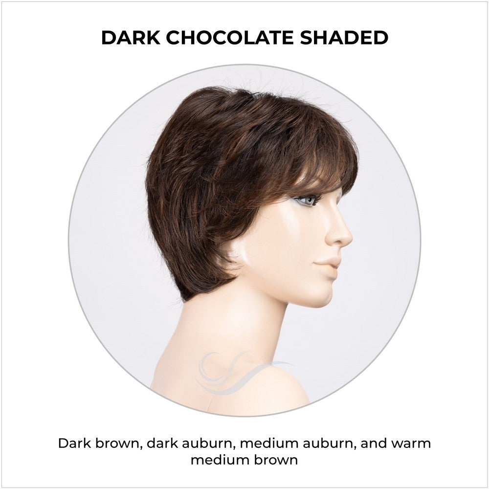 Prima Soft by Ellen Wille in Dark Chocolate Shaded-Dark brown, dark auburn, medium auburn, and warm medium brown