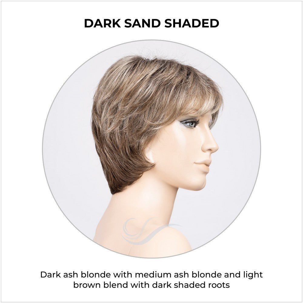 Prima Soft by Ellen Wille in Dark Sand Shaded-Dark ash blonde with medium ash blonde and light brown blend with dark shaded roots