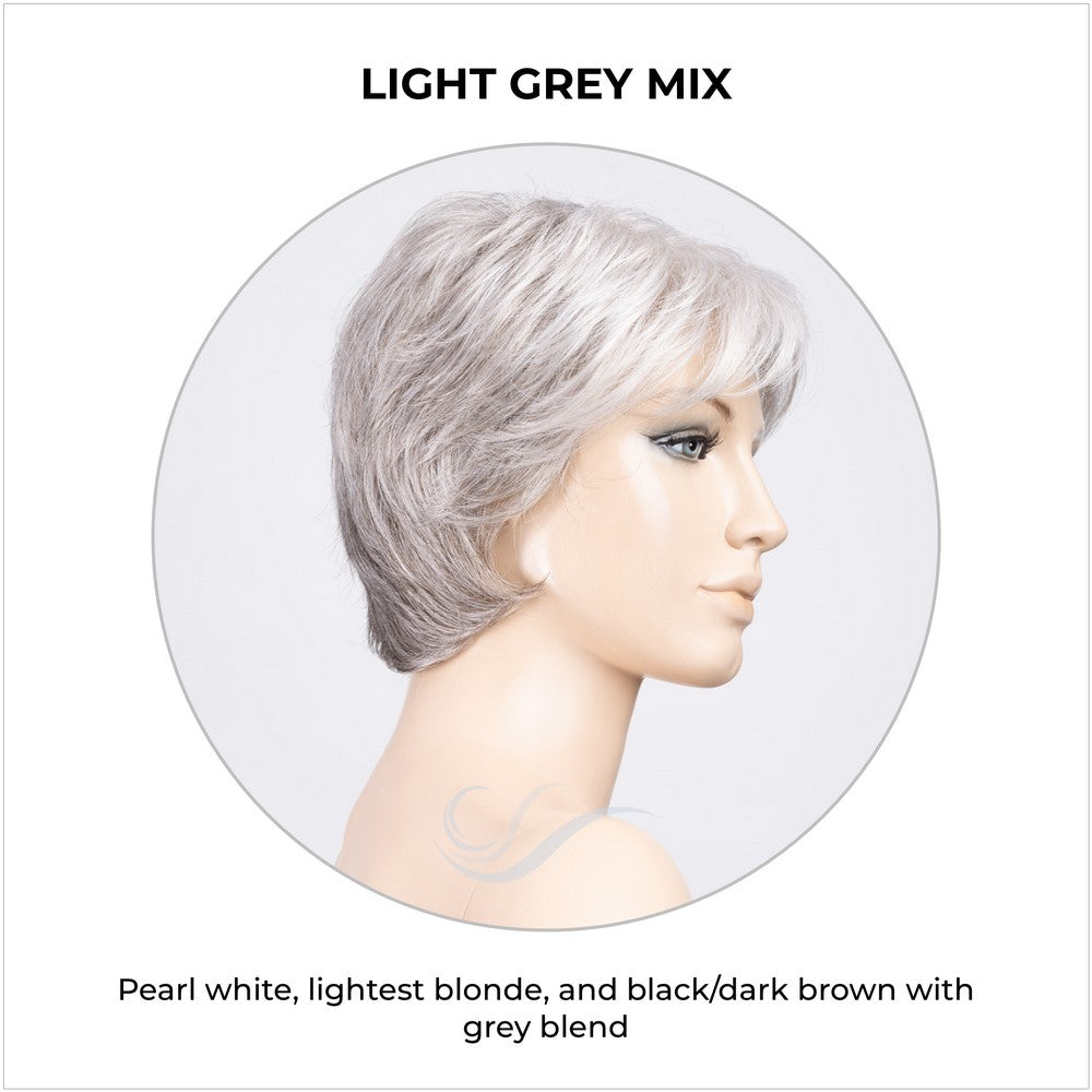 Prima Soft by Ellen Wille in Light Grey Mix-Pearl white, lightest blonde, and black/dark brown with grey blend