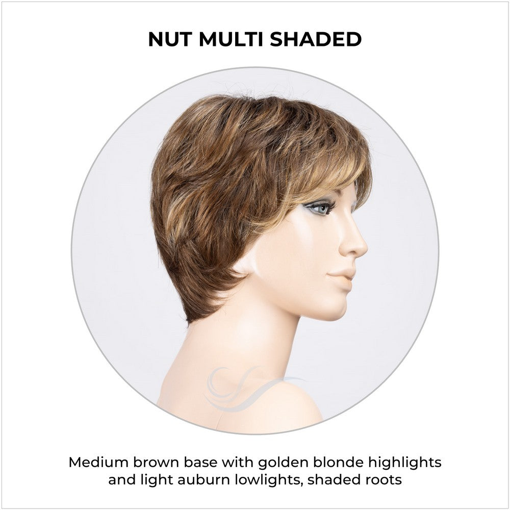 Prima Soft by Ellen Wille in Nut Multi Shaded-Medium brown base with golden blonde highlights and light auburn lowlights, shaded roots