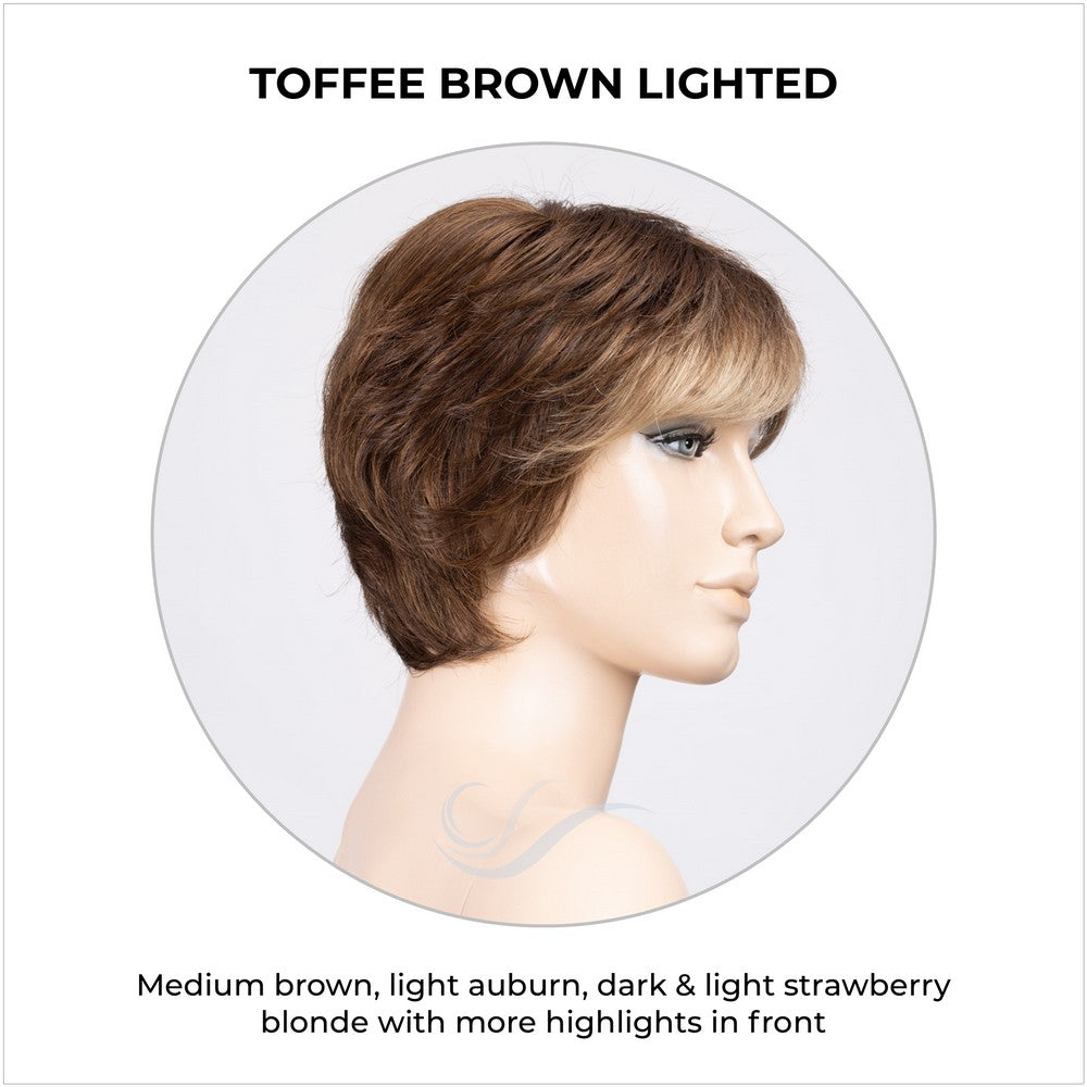 Prima Soft by Ellen Wille in Toffee Brown Lighted-Medium brown, light auburn, dark & light strawberry blonde with more highlights in front
