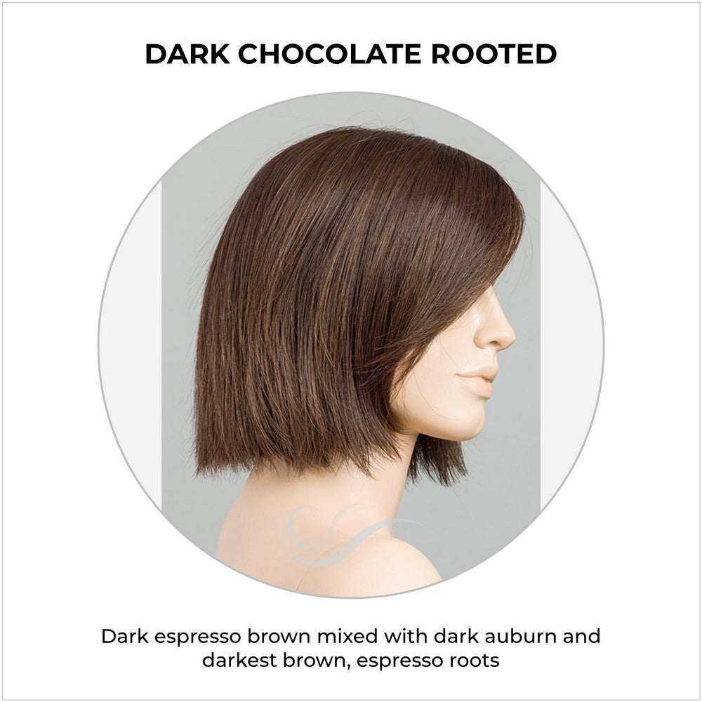 Ready by Ellen Wille in Dark Chocolate Rooted-Dark espresso brown mixed with dark auburn and darkest brown, espresso roots