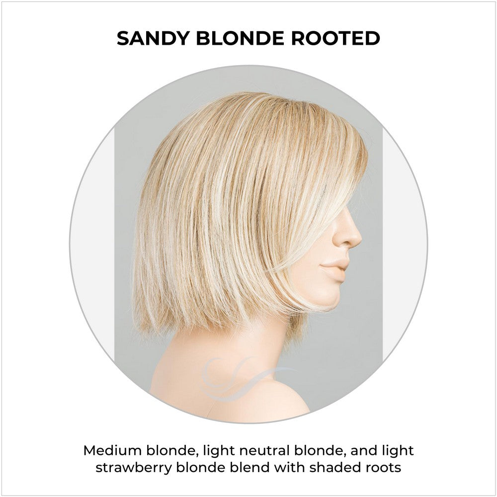 Ready by Ellen Wille in Sandy Blonde Rooted-Medium blonde, light neutral blonde, and light strawberry blonde blend with shaded roots