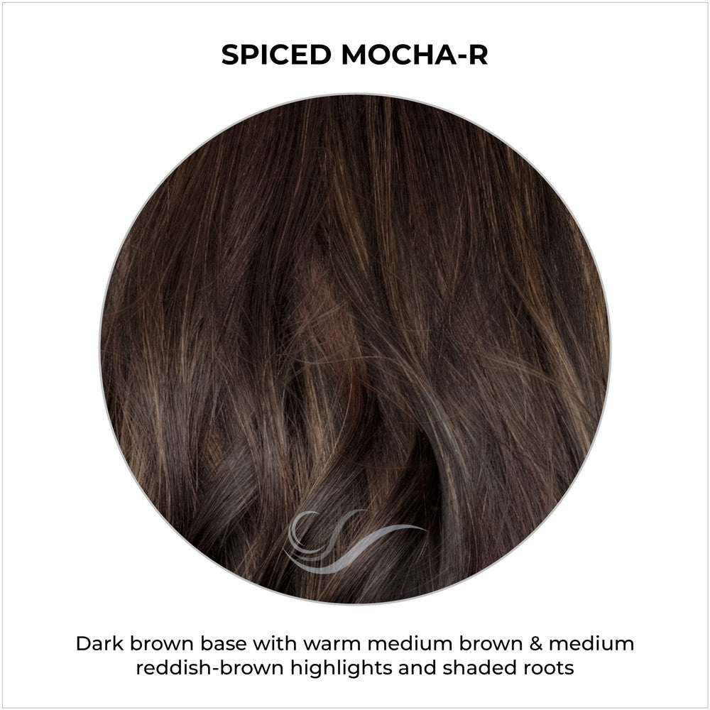 Spiced Mocha-R-Dark brown base with warm medium brown & medium reddish-brown highlights and shaded roots