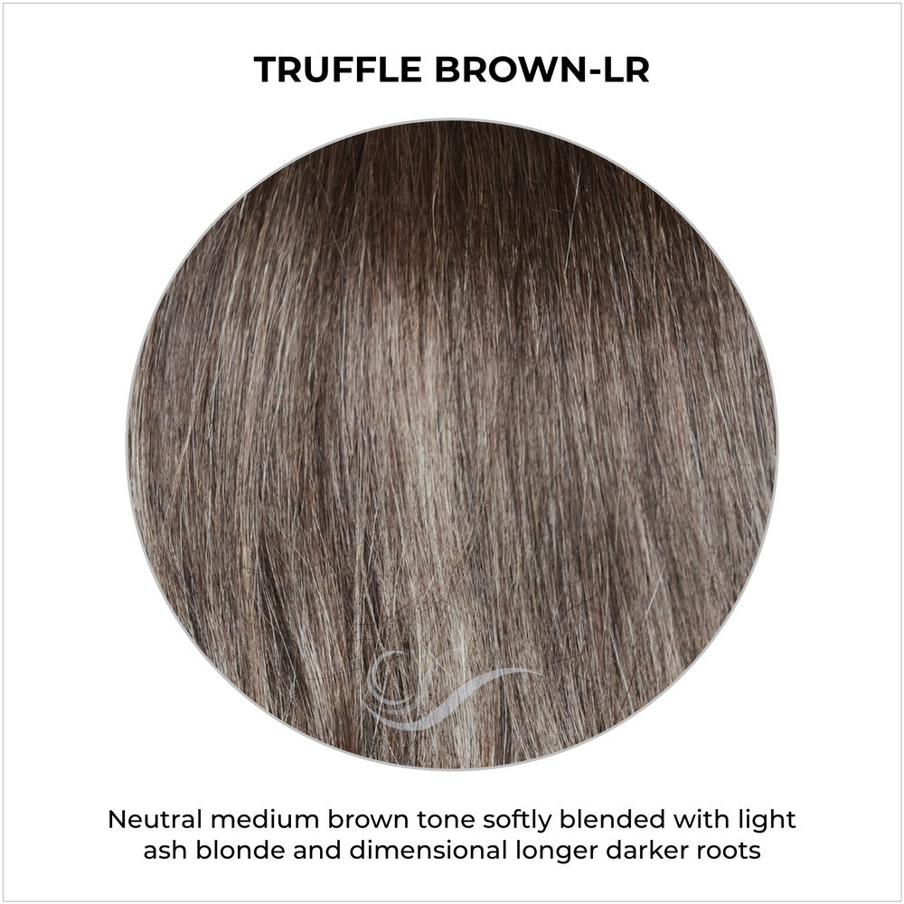 Truffle Brown-LR-Neutral medium brown tone softly blended with light ash blonde and dimensional longer darker roots