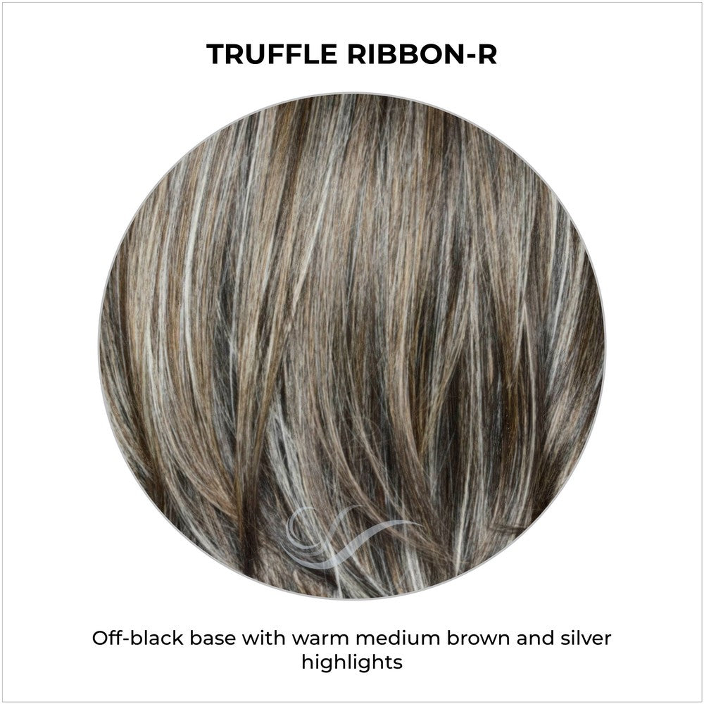 Truffle Ribbon-R-Off-black base with warm medium brown and silver highlights