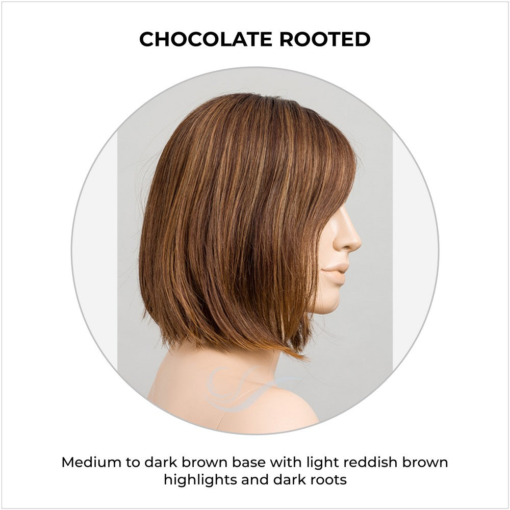 Vivi by Ellen Wille wig in Chocolate Rooted-Medium to dark brown base with light reddish brown highlights and dark roots