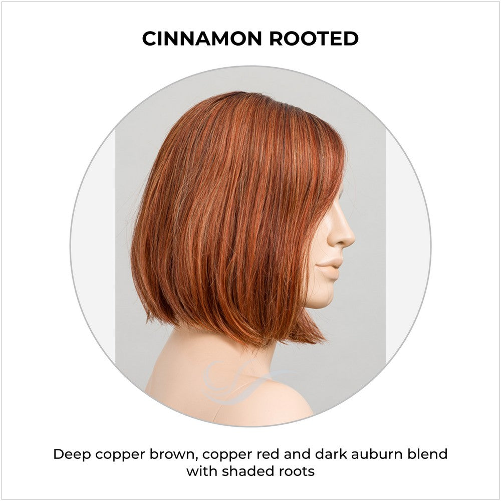 Vivi by Ellen Wille wig in Cinnamon Rooted-Deep copper brown, copper red and dark auburn blend with shaded roots