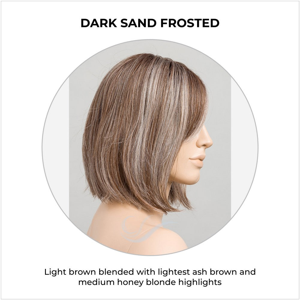 Vivi by Ellen Wille wig in Dark Sand Frosted-Light brown blended with lightest ash brown and medium honey blonde highlights