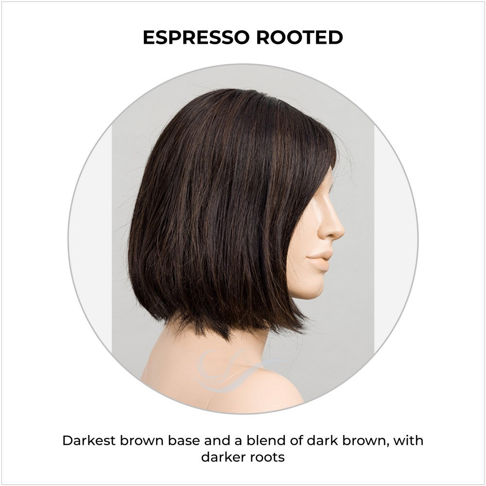 Vivi by Ellen Wille wig in Espresso Rooted-Darkest brown base and a blend of dark brown, with darker roots