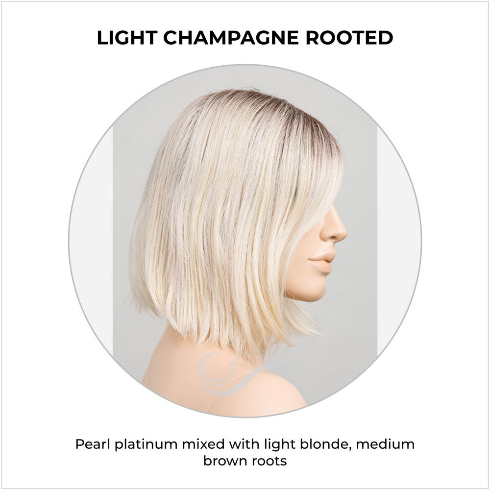 Vivi by Ellen Wille wig in Light Champagne Rooted-Pearl platinum mixed with light blonde, medium brown roots