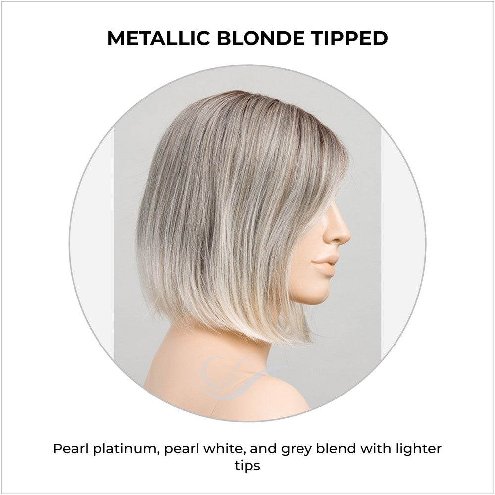 Vivi by Ellen Wille wig in Metallic Blonde Tipped-Pearl platinum, pearl white, and grey blend with lighter tips
