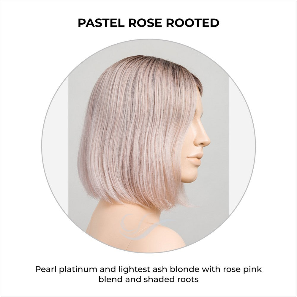 Vivi by Ellen Wille wig in Pastel Rose Rooted-Pearl platinum and lightest ash blonde with rose pink blend and shaded roots