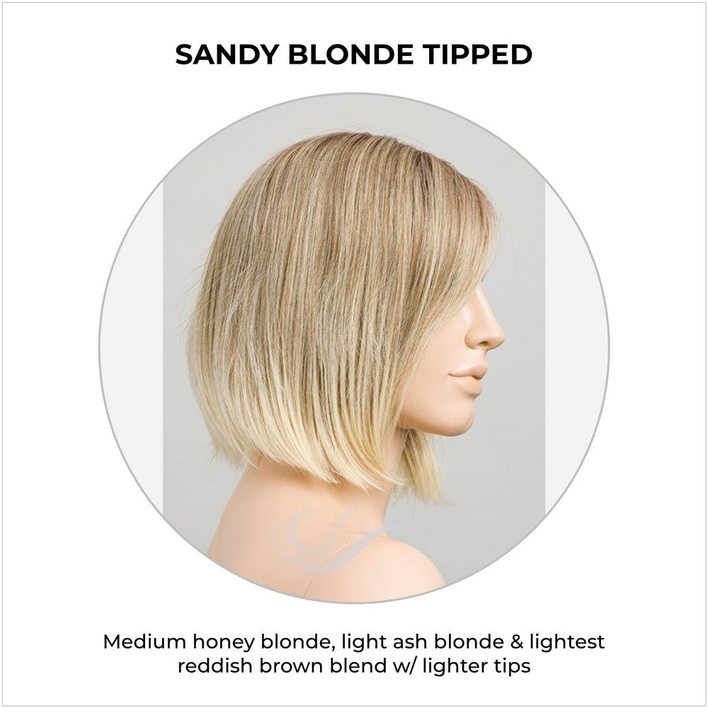 Vivi by Ellen Wille wig in Sandy Blonde Tipped-Medium honey blonde, light ash blonde & lightest reddish brown blend w/ lighter tips