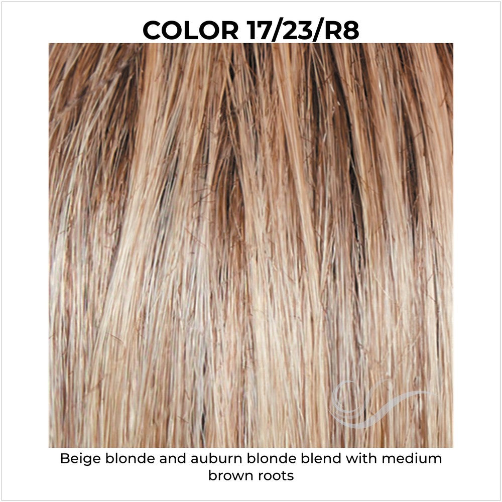 17/23/R8-Beige blonde auburn blonde blend with medium brown roots