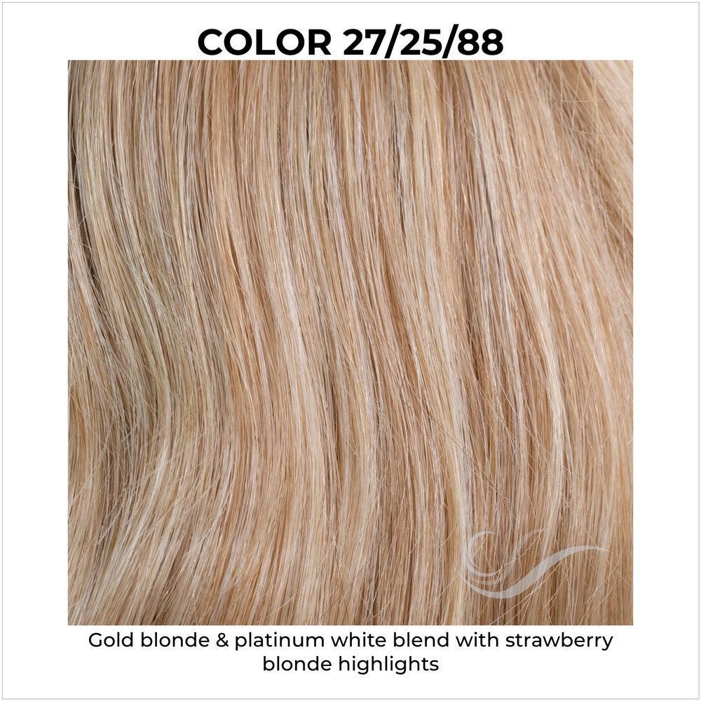 27/25/88-Gold blonde & platinum white blend with strawberry blonde highlights
