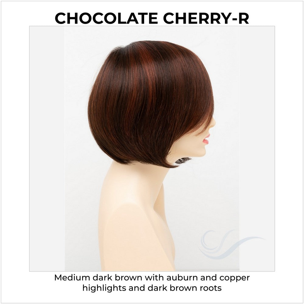Abbey By Envy in Chocolate Cherry-R-Medium dark brown with auburn and copper highlights and dark brown roots