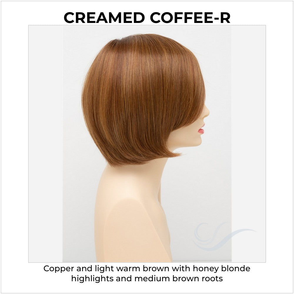 Abbey By Envy in Creamed Coffee-R-Copper and light warm brown with honey blonde highlights and medium brown roots
