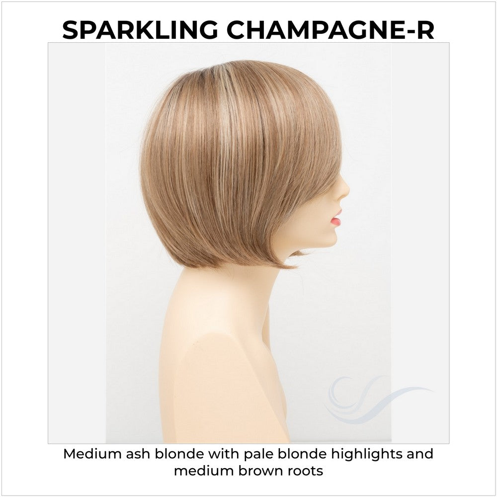 Abbey By Envy in Sparkling Champagne-R-Medium ash blonde with pale blonde highlights and medium brown roots