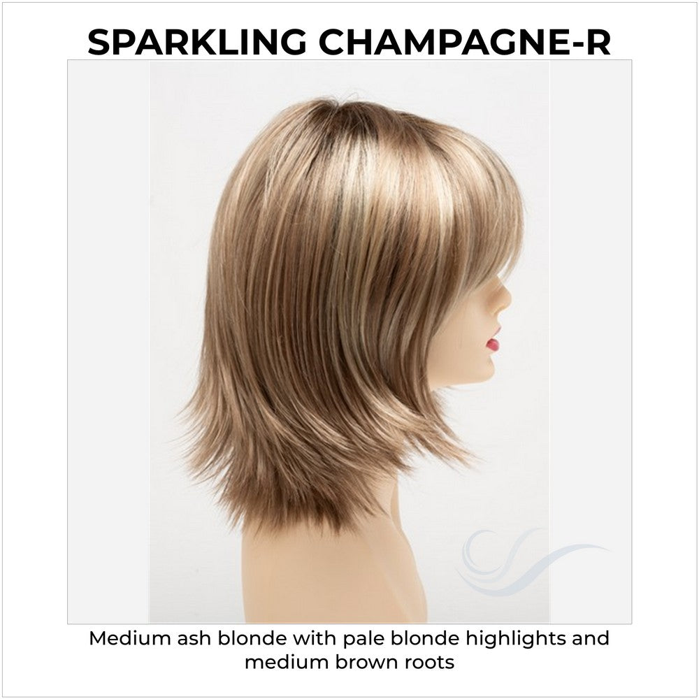 Amber by Envy in Sparkling Champagne-R-Medium ash blonde with pale blonde highlights and medium brown roots