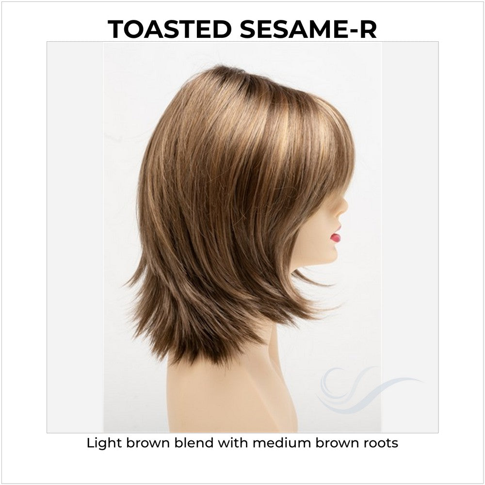 Amber by Envy in Toasted Sesame-R-Light brown blend with medium brown roots