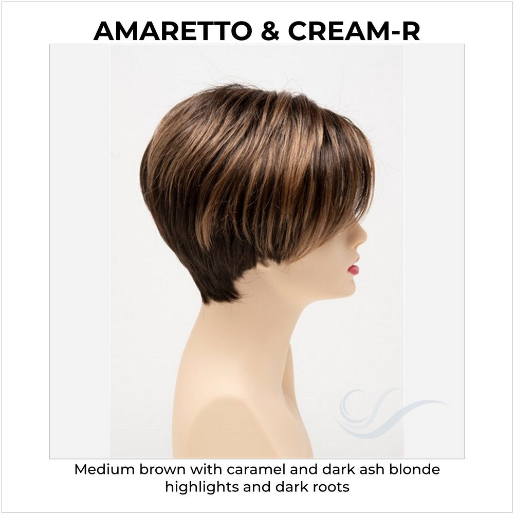 Amy by Envy in Amaretto & Cream-R-Medium brown with caramel and dark ash blonde highlights and dark roots