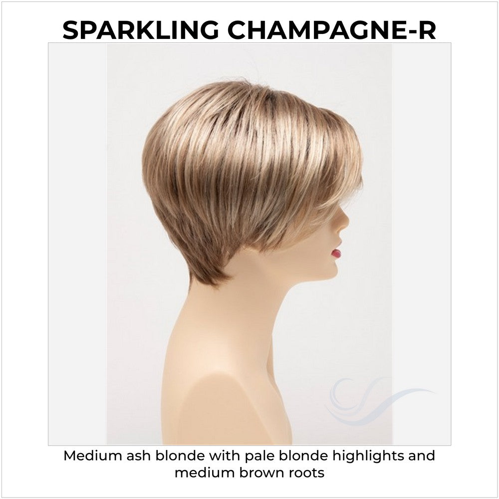 Amy by Envy in Sparkling Champagne-R-Medium ash blonde with pale blonde highlights and medium brown roots