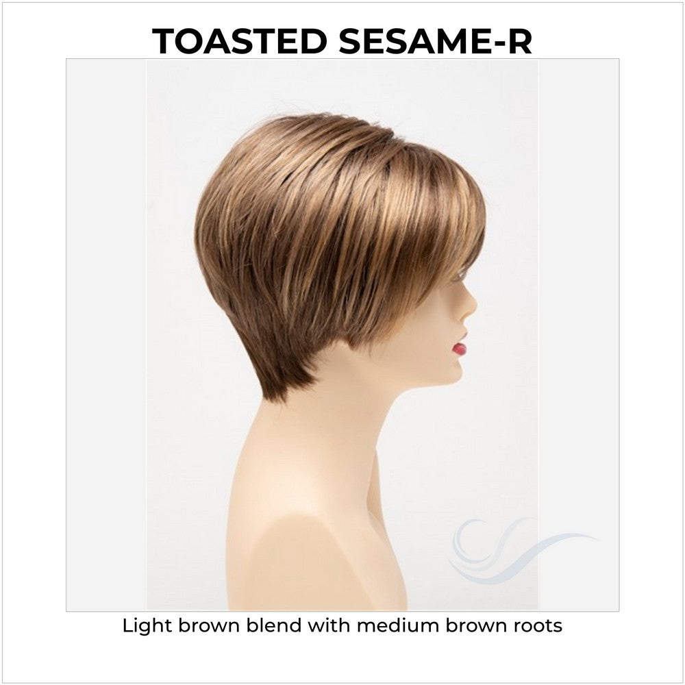 Amy by Envy in Toasted Sesame-R-Light brown blend with medium brown roots