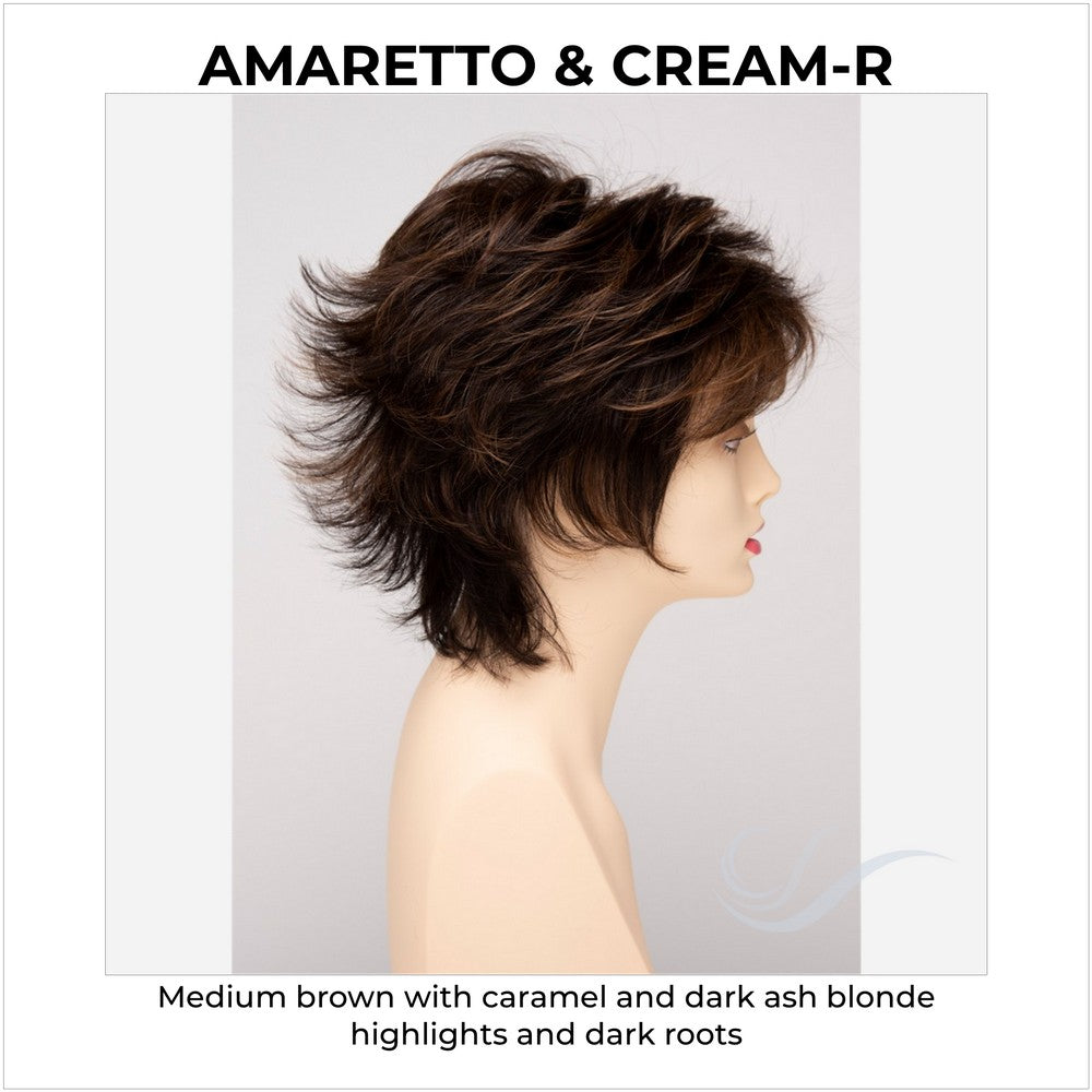Aria By Envy in Amaretto & Cream-R-Medium brown with caramel and dark ash blonde highlights and dark roots