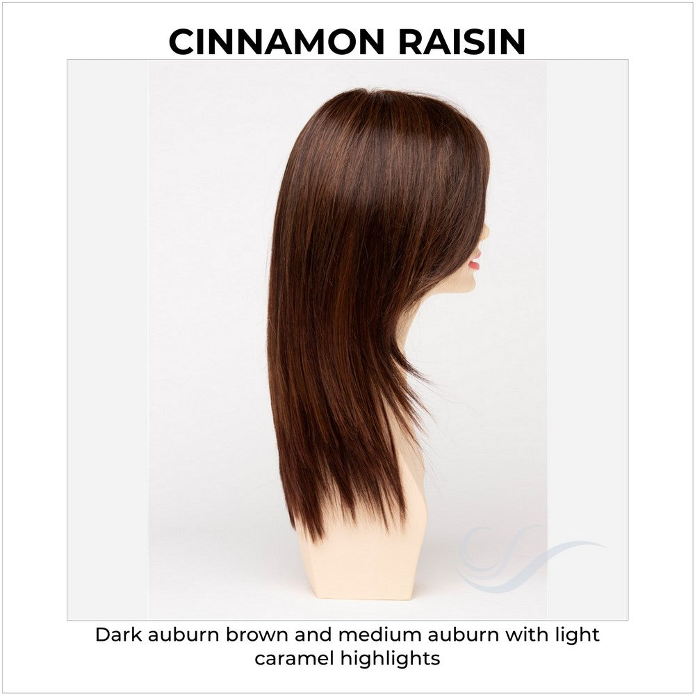 Ava By Envy in Cinnamon Raisin-Dark auburn brown and medium auburn with light caramel highlights